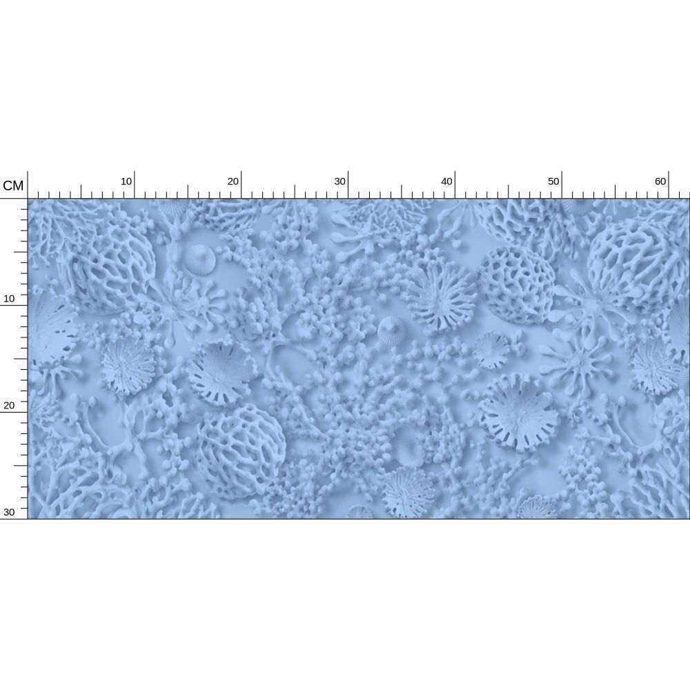QUIET CORAL - BLUE TIDE - REPEAT PATTERN WALLPAPER