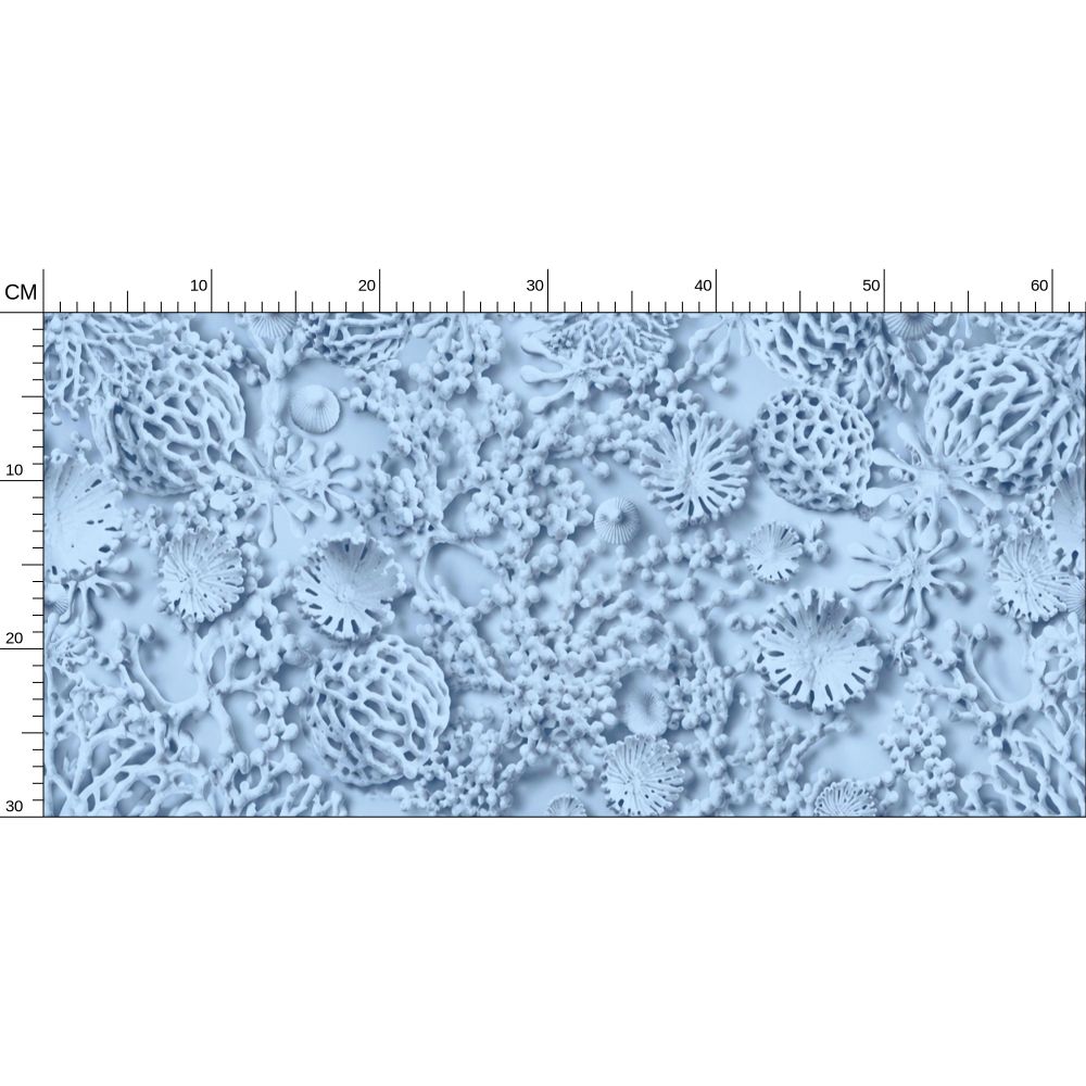 QUIET CORAL - BLUE TIDE - REPEAT PATTERN WALLPAPER