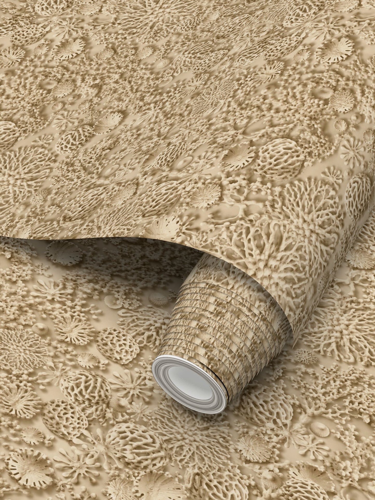 QUIET CORAL - DRIFT WOOD - REPEAT PATTERN WALLPAPER