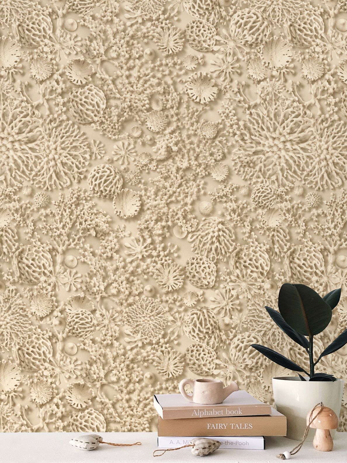 QUIET CORAL - DRIFT WOOD - REPEAT PATTERN WALLPAPER