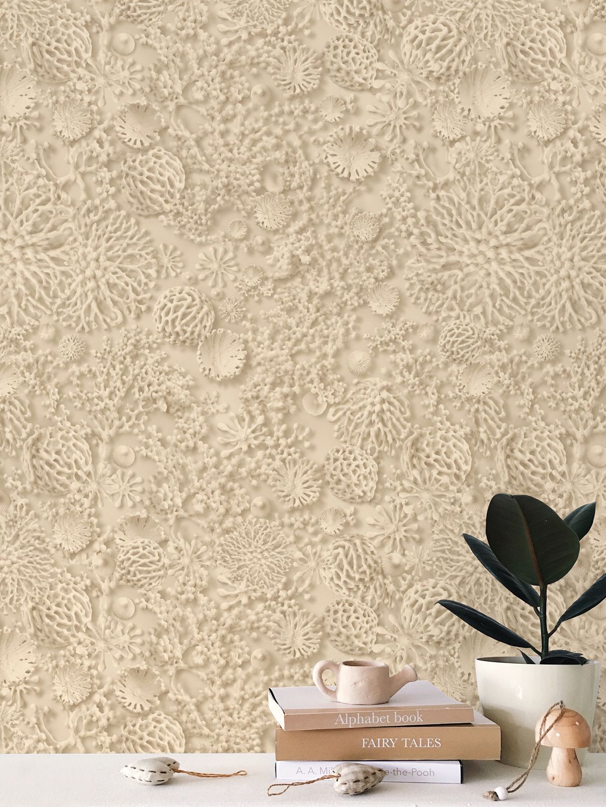 QUIET CORAL - DRIFT WOOD - REPEAT PATTERN WALLPAPER