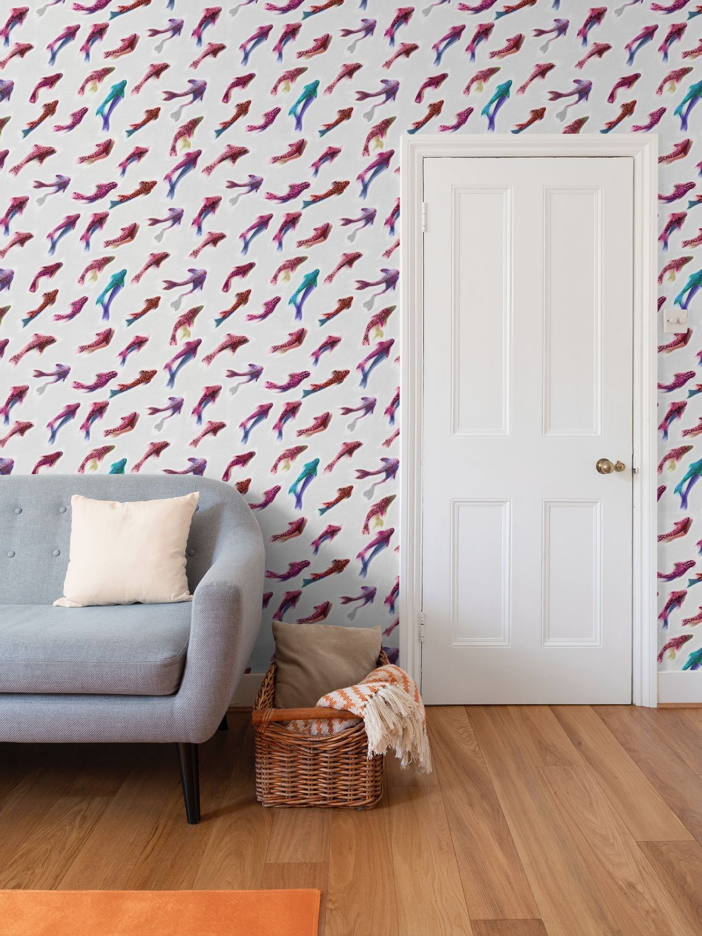 THE ODD ONE OUT - FUCHSIA AND AQUA - REPEAT PATTERN WALLPAPER