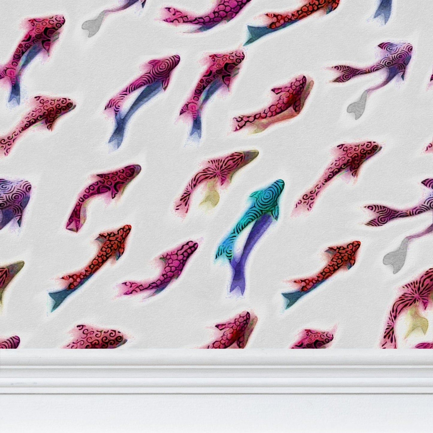 THE ODD ONE OUT - FUCHSIA AND AQUA - REPEAT PATTERN WALLPAPER