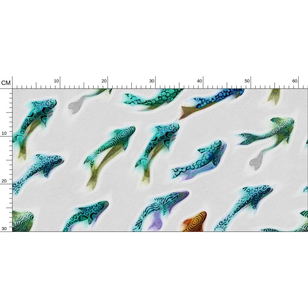 THE ODD ONE OUT - AQUA AND ORANGE - REPEAT PATTERN WALLPAPER
