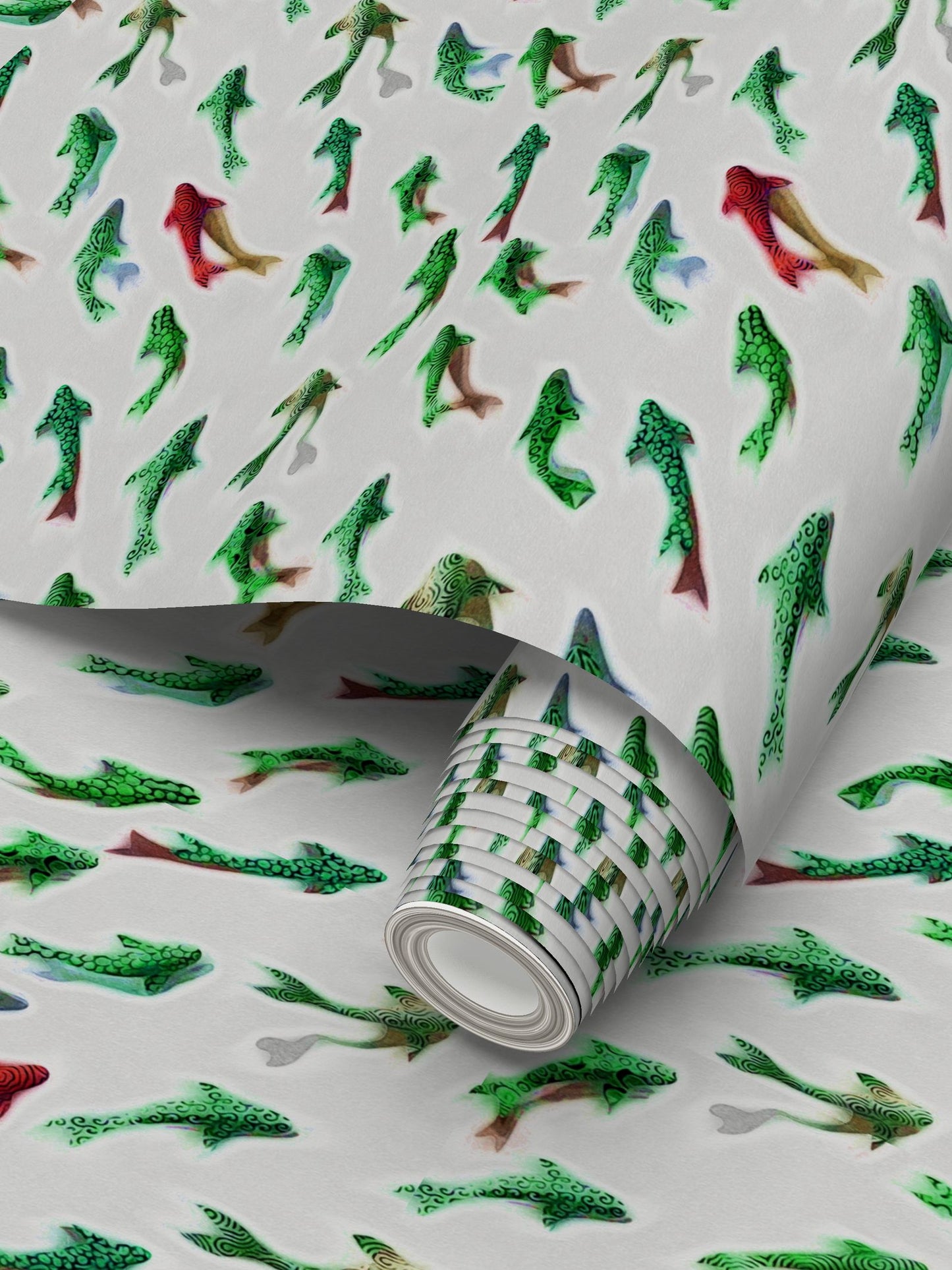 THE ODD ONE OUT - GREEN AND RED - REPEAT PATTERN WALLPAPER
