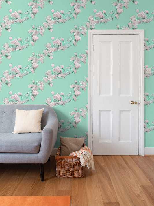 FIRST BLOOM - MORNING MINT - REPEAT PATTERN WALLPAPER