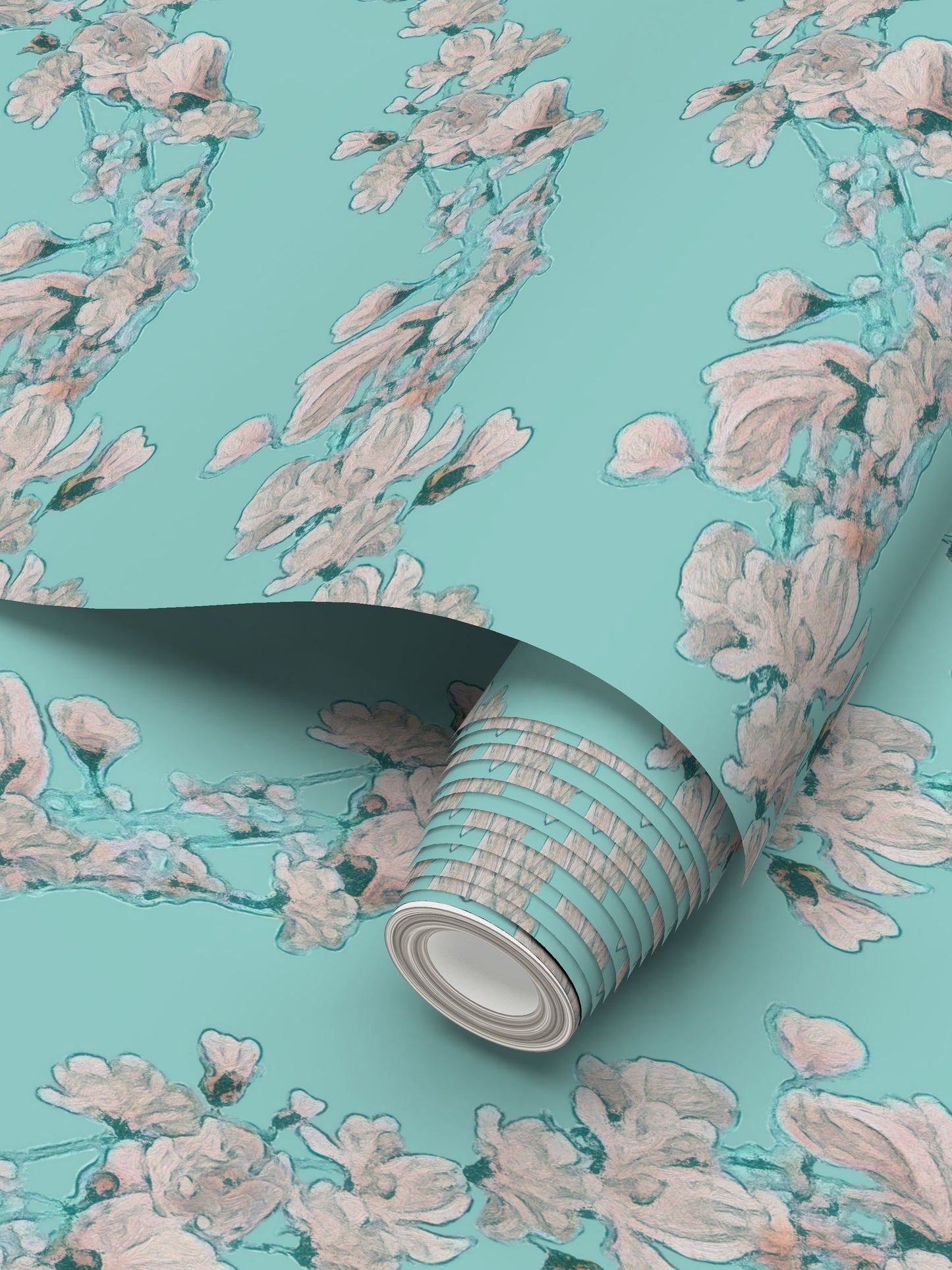 FIRST BLOOM - ROBIN'S EGG - REPEAT PATTERN WALLPAPER Repeat