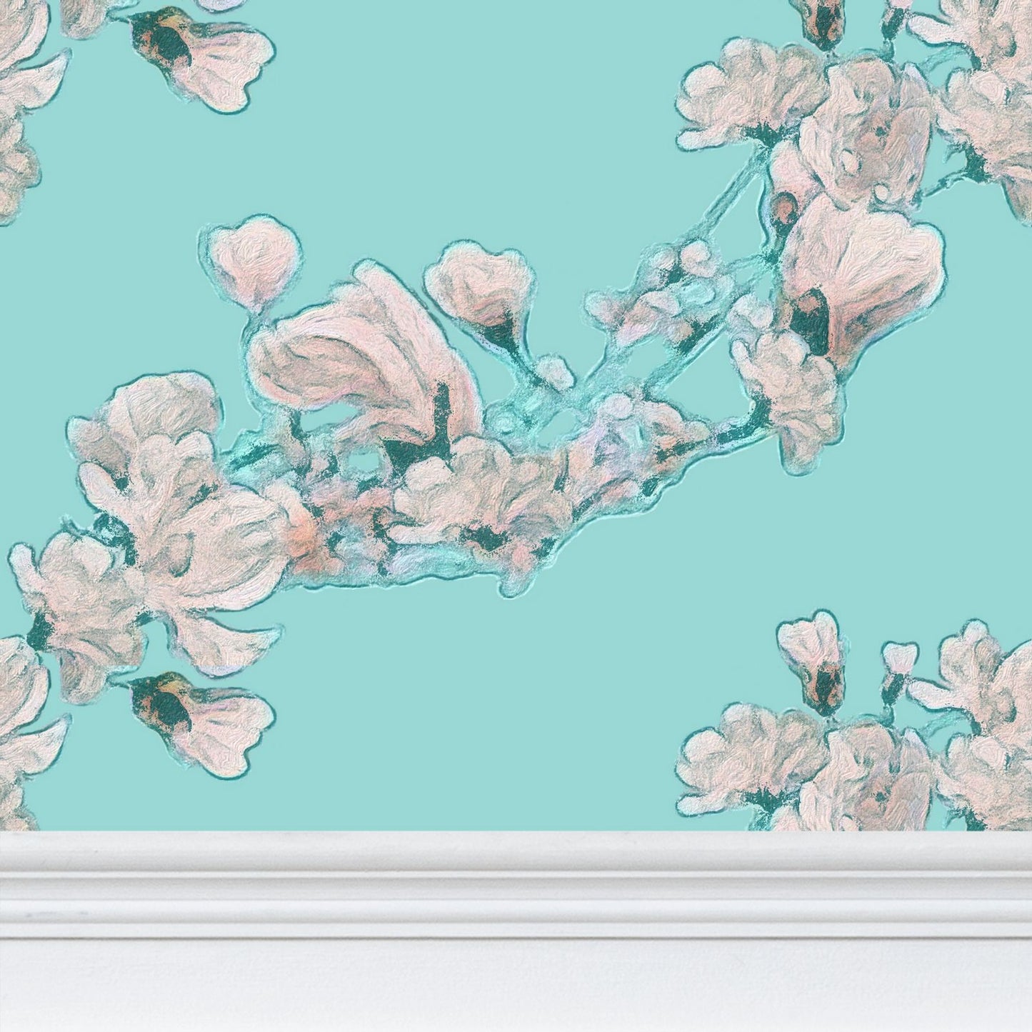 FIRST BLOOM - ROBIN'S EGG - REPEAT PATTERN WALLPAPER Repeat