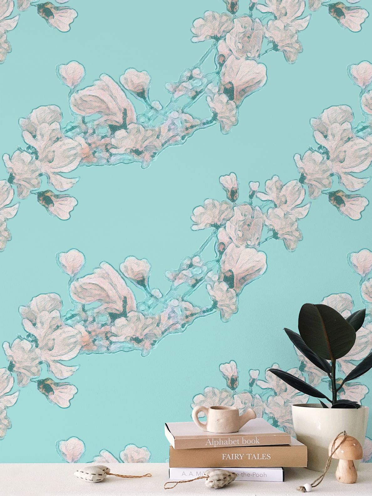 FIRST BLOOM - ROBIN'S EGG - REPEAT PATTERN WALLPAPER Repeat