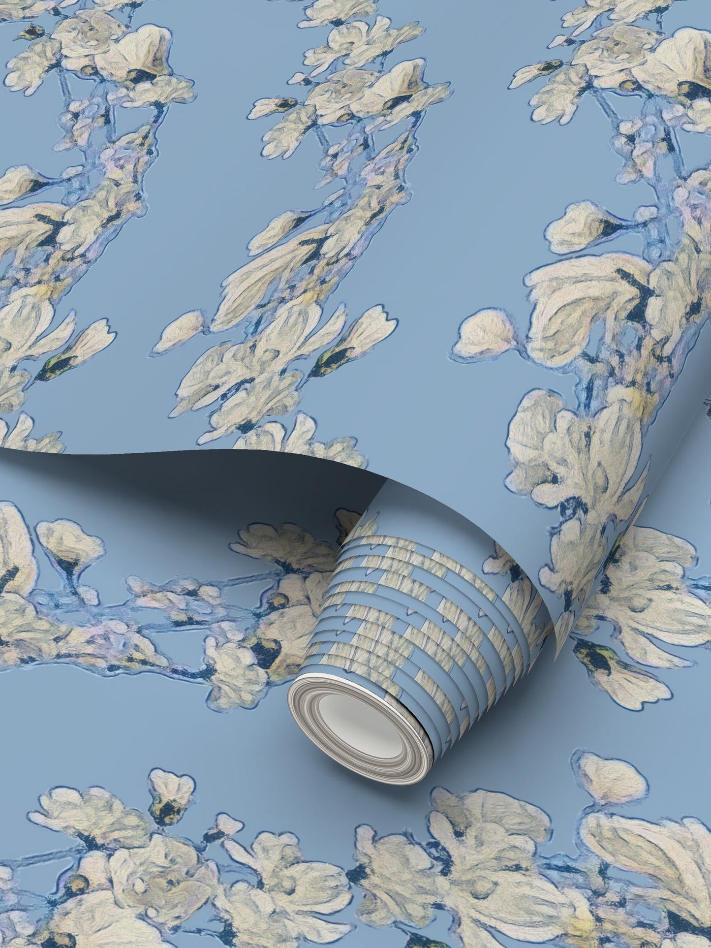 FIRST BLOOM - BLUE HAZE - REPEAT PATTERN WALLPAPER