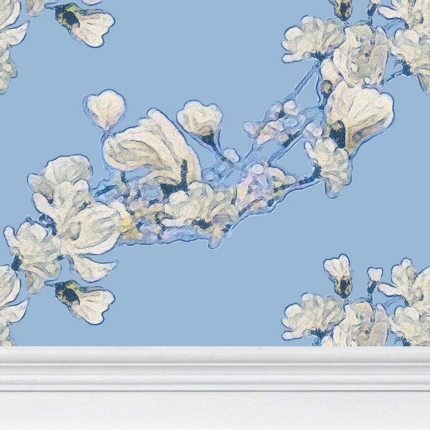 FIRST BLOOM - BLUE HAZE - REPEAT PATTERN WALLPAPER