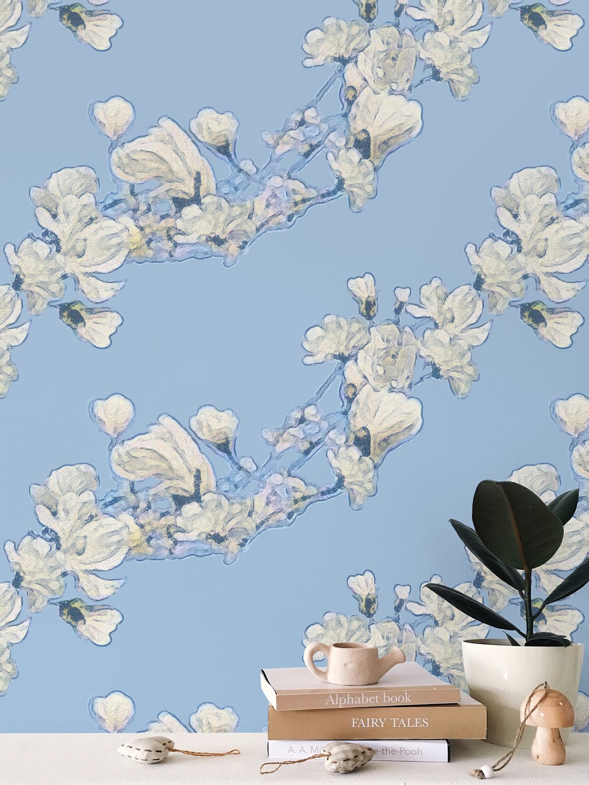 FIRST BLOOM - BLUE HAZE - REPEAT PATTERN WALLPAPER