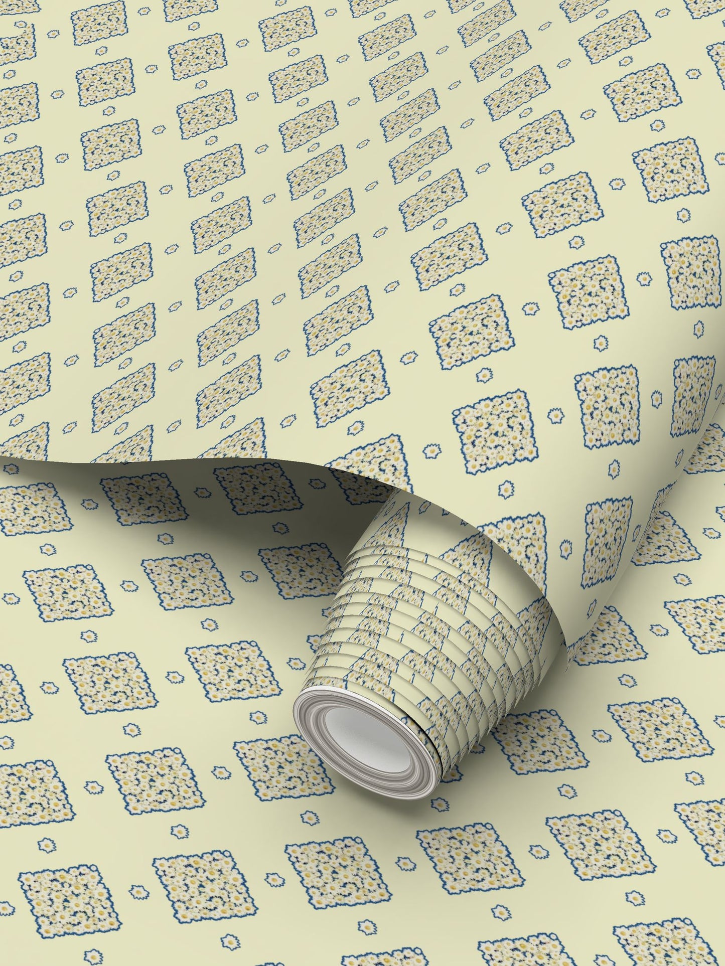 DAISY TRELLIS - MORNING CREAM - REPEAT PATTERN WALLPAPER