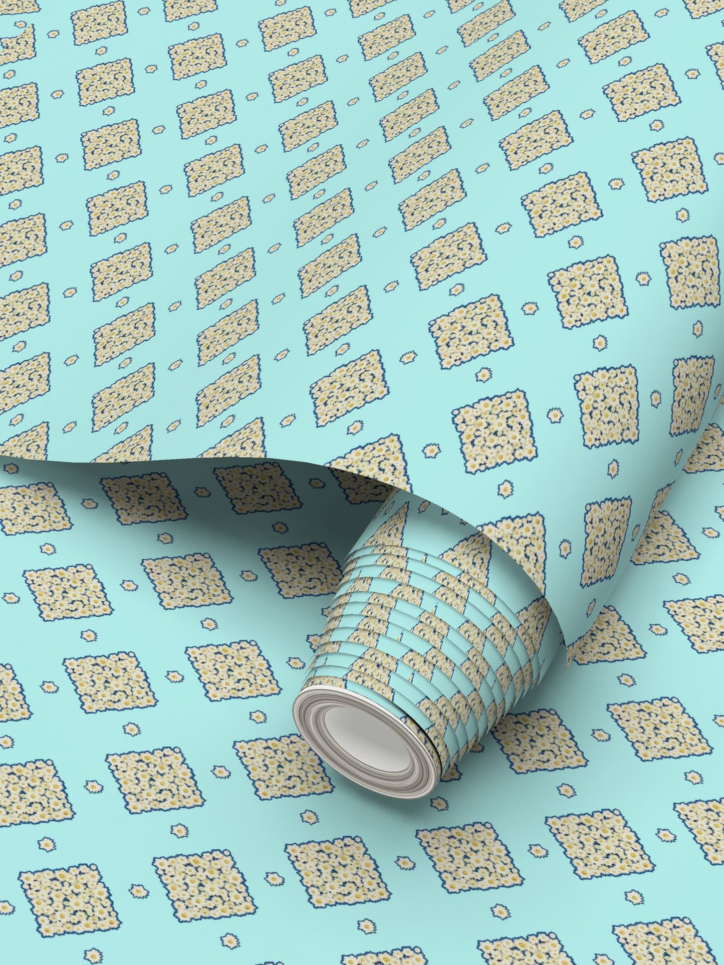 DAISY TRELLIS – SUMMER SKY - REPEAT PATTERN WALLPAPER