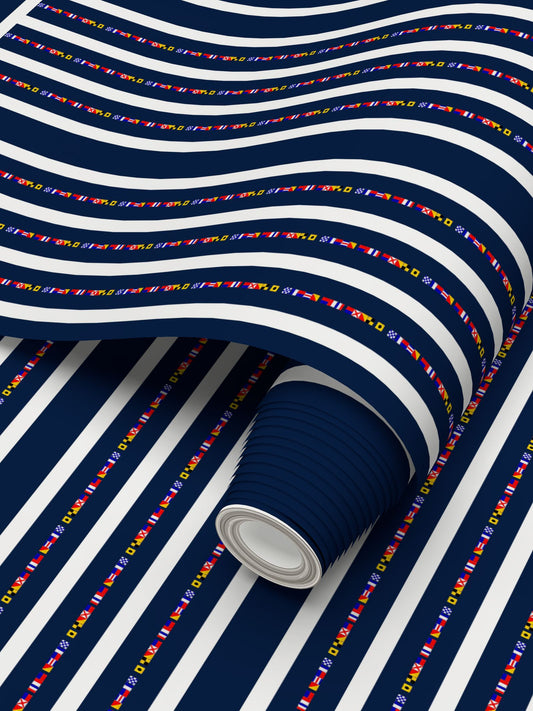 I LOVE THE OCEAN - NAUTICAL DESIGN - REPEAT PATTERN WALLPAPER