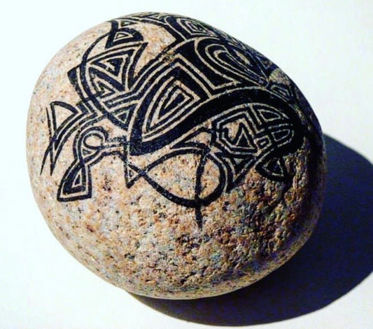 CELTIC KNOT INSPIRED PAINTED STONE