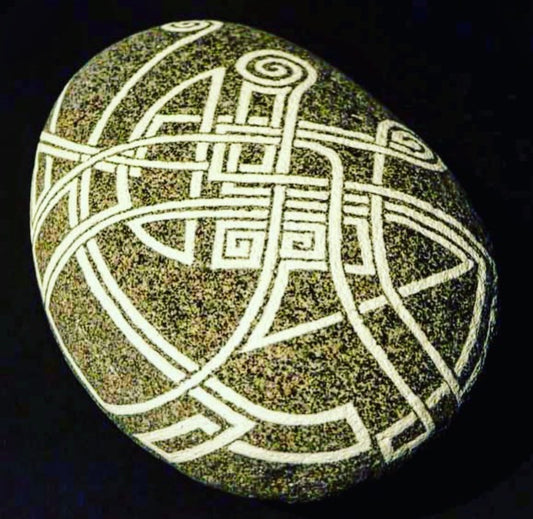 CELTIC KNOT INSPIRED PAINTED STONE