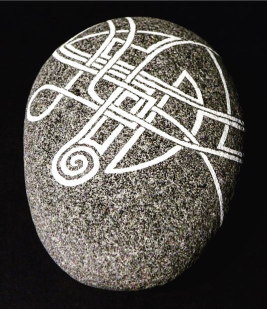 CELTIC KNOT INSPIRED PAINTED STONE