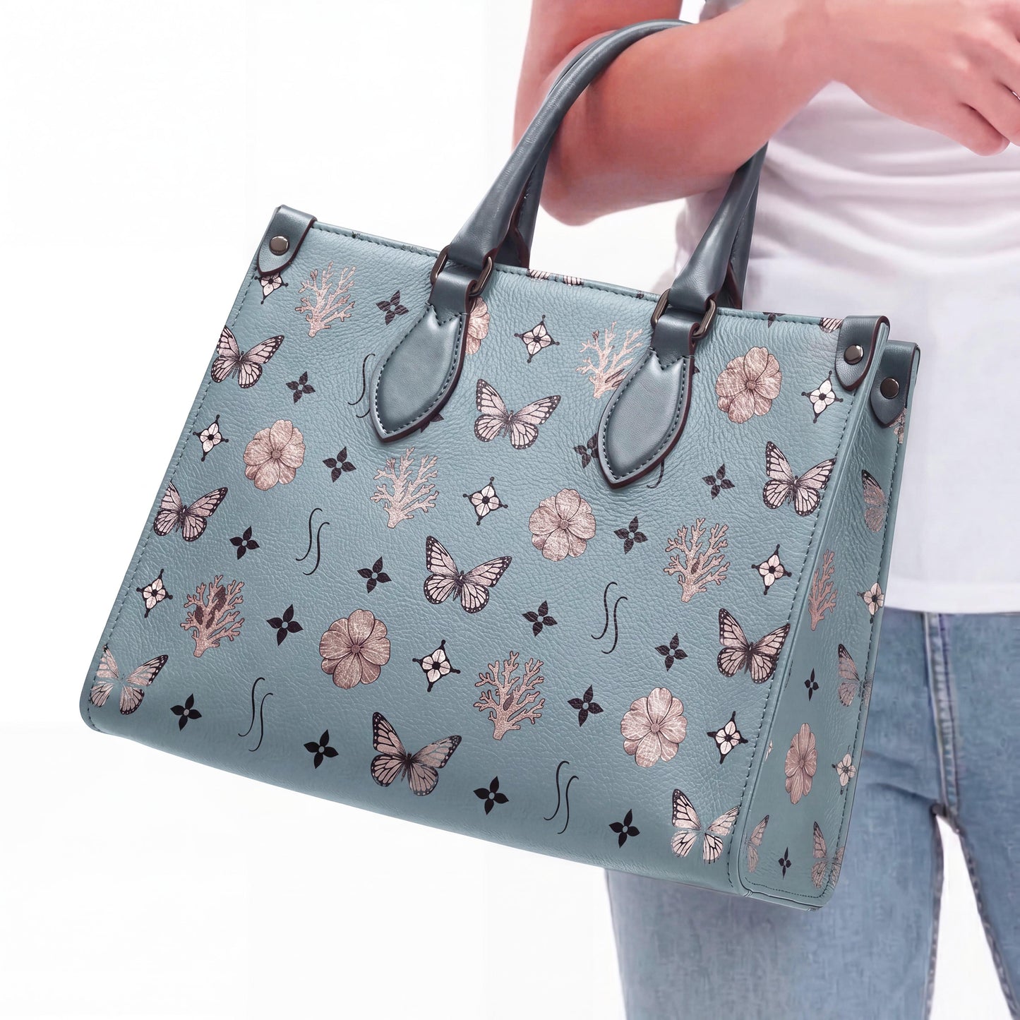 Motif Mini Shopper Bag - Dusty Grey Blue
